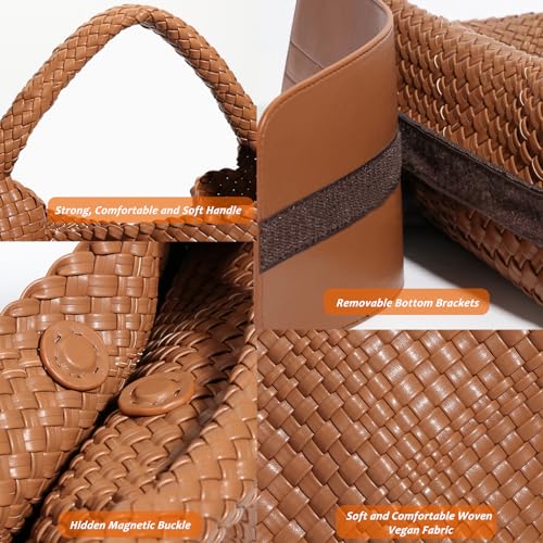 Image of Geelyda Woven Tote Bag for Women with Purse, Fashion Shoulder Hobo Underarm Bags, Large Woven Handmade Work Commuter Day Bags