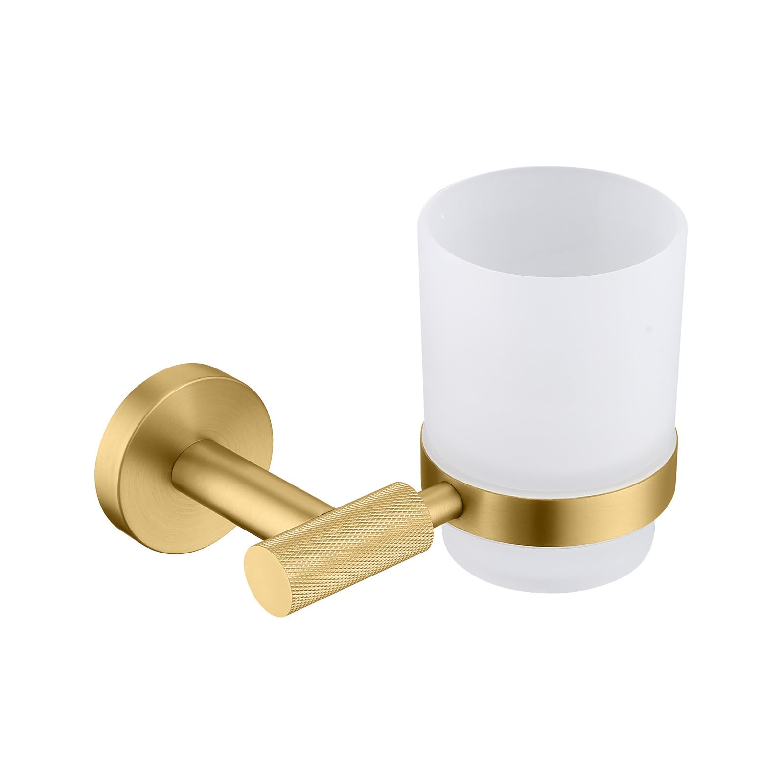 Brushed Gold,Porta Spazzolino da Denti, Porta Spazzolino da Denti con Bicchiere in Vetro Smerigliato per Bagno, Organizer per Dentifricio, Rasoio E Altro Ancora.