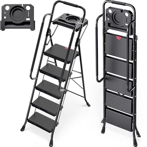 KINGRACK 5 Step Ladder with Tool Platform