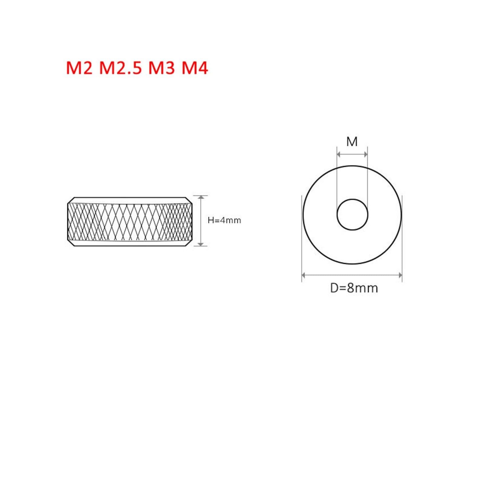 10 Uds. Tuercas de tornillos moleteadas niqueladas, tuercas redondas de mano M2 M2.5 M3 M4(20 PCS,M4)