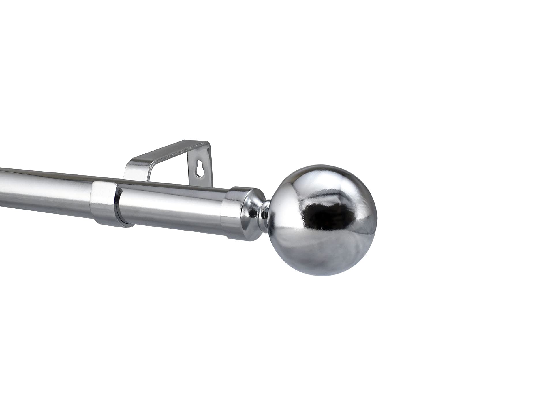 YHO Extendable Curtain Pole Silver Chrome Metal Curtain Pole Set 28mm Includes Finials, Brackets & Fittings. Brass, Copper & Black (3m - 4m Extendable, Venice Polished Chrome)