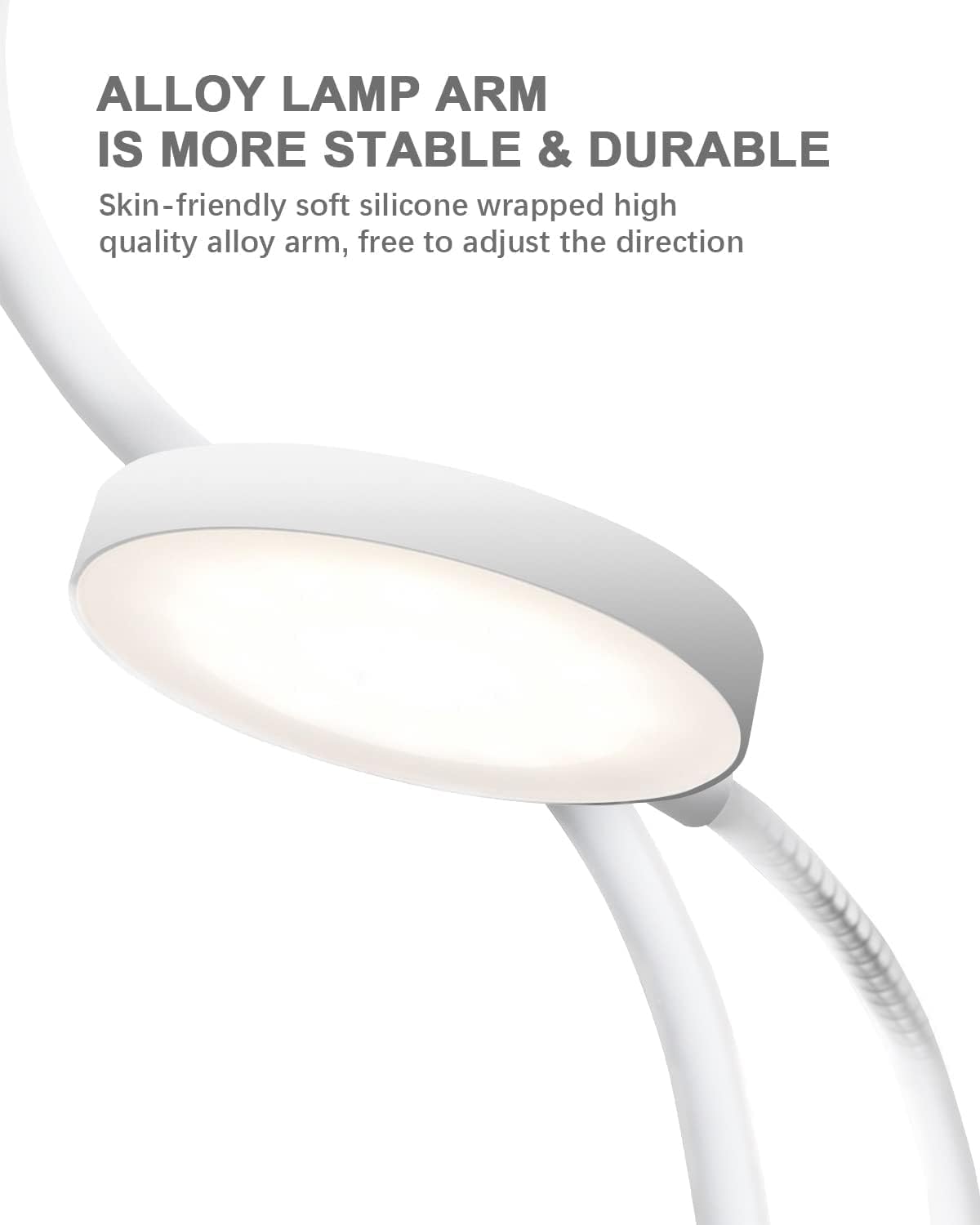 Bteng Leselampe Bett, 36 LED Klemmlampe mit Touch Dimmbar 6 Farben und 5 Helligkeit Augenschutz Klemmleuchte Kinder USB Wiederaufladbar Nachttischlampe Klemmbar für Studieren Arbeiten, Weiß