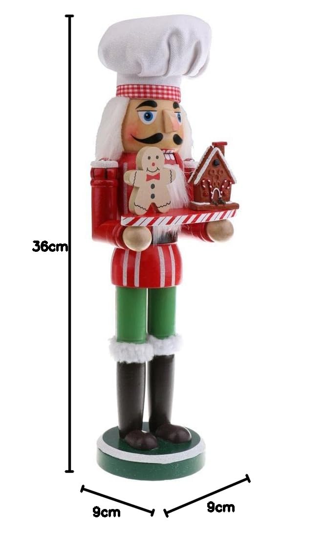 Sharplace Casses-Noix en Bois Figurine 36cm Décorations Maison Cadeau Fête pour Adulte Enfant, Chef