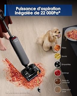 Tineco Floor One S7 Artist Aspirateur Laveur, Aspirateur Balai sans Fil, Aspiration Puissante 22 kPa, Nettoyage Deux Bords, 50 Min d'autonomie, s'aplatit à 180°, Flashdry à 85°C, Anti-Tangle-Design