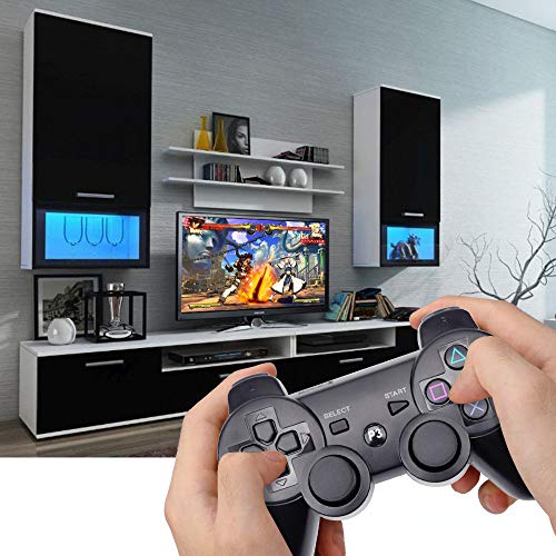 Vinonda Controle remoto PS3 Gamepad sem fio com vibração dupla com cabo de carregamento (preto)