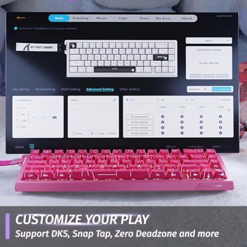 Image of ATTACK SHARK X68HE Rapid Trigger Mechanical Gaming Keyboard 60% Wired with Adjustable Actuation,Hall Effect Magnetic Switch,8KHz Polling Rate,RGB Backlit,Top Mount,Side Printed Keycap(Rose Contour)
