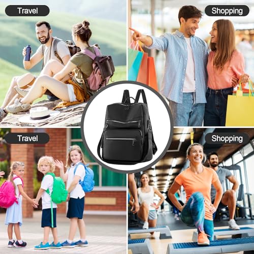 Shengxi Rucksack tasche 2 in 1 damen, Soft Leder handtasche Rucksack für Damen, Damen Freizeit multifunktional rucksack mittelgroß für den täglichen Gebrauch auf Reisen, Arbeit und Schule, schwarz