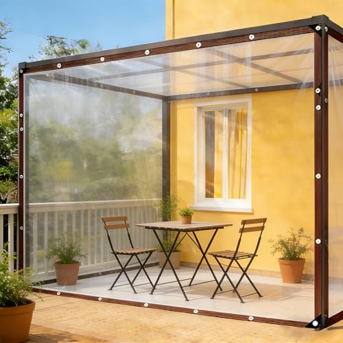 Lona transparente con ojales 120 x 680 cm multiusos impermeable resistente al polvo 2