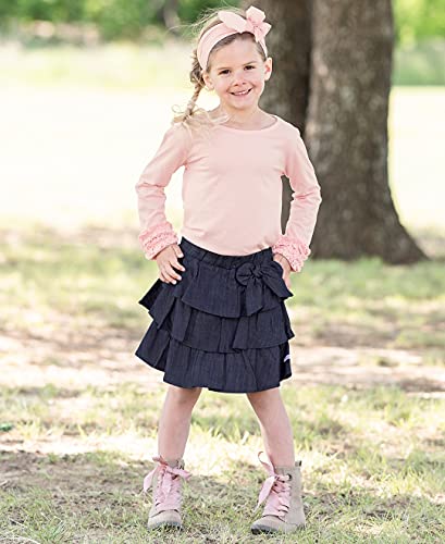 Image of RuffleButts Baby /Toddler Girls Knit Ruffle Tee - Long Sleeve T-Shirt