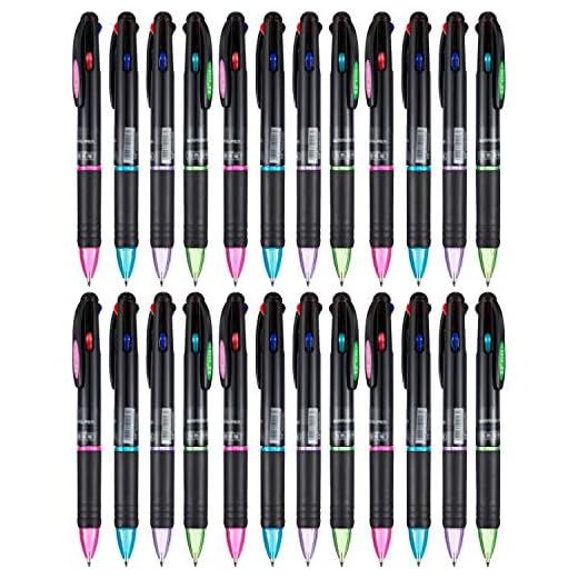 Jovitec 24 Pack Retractable Ballpoint Pens Multicolor Pens 4 Colors Ink Black, Blue, Red and Green Gel Ink Ball Point Pens