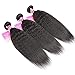 MeiYou 12A Kinky Straight Hair 3 Bundles Yaki Human Hair Weave Unprocessed Brazilian Virgin Remy Sew in Hair Extensions Natural Black (18 20 22)