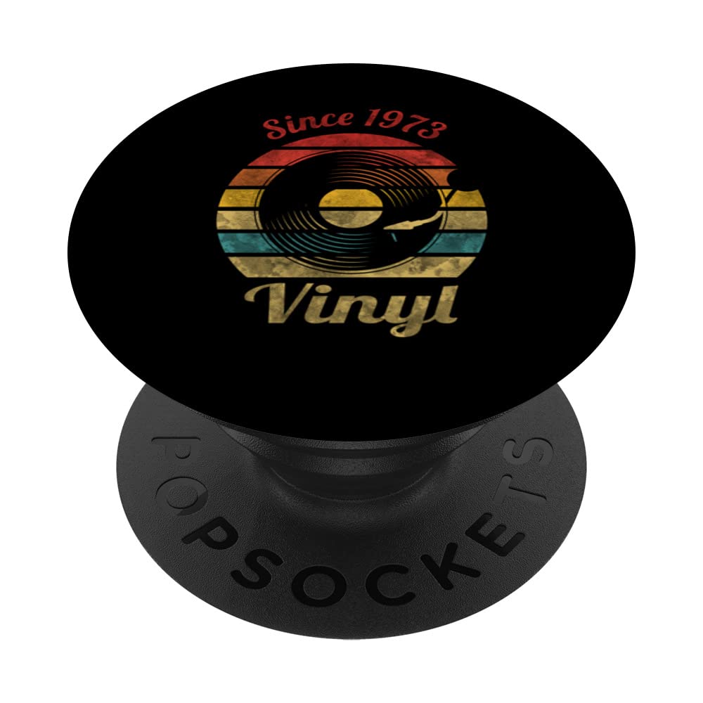 Since 1973 Vinyl Retro Record Vintage Music PopSockets Swappable PopGrip, Black