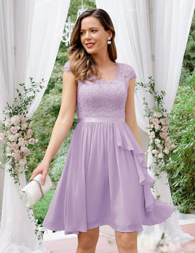 Image of Wedtrend Women's Bridesmaid Dresses Short Prom Dress Ruffle Semi Formal Cocktail Dresses Floral Homecoming Dress
