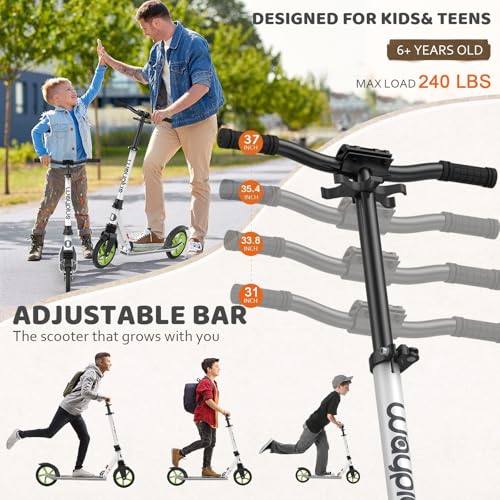 Image of WAYPLUS Kick Scooter for Ages 6+,Kid,Teens & Adults.8 Big Wheels,240lb