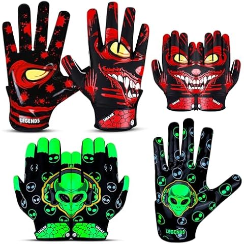 LISAAZ Football Gloves Bundle Crimson Pro & Alien Pro | Ball Feel Sensation | Tacky Grip for Youth (8-12) and Adults | Top Notch Receiver Gloves for Men Women and Kids Cover
