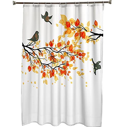 Rideau de douche oiseaux orange pour ambiance salle de bain - 7