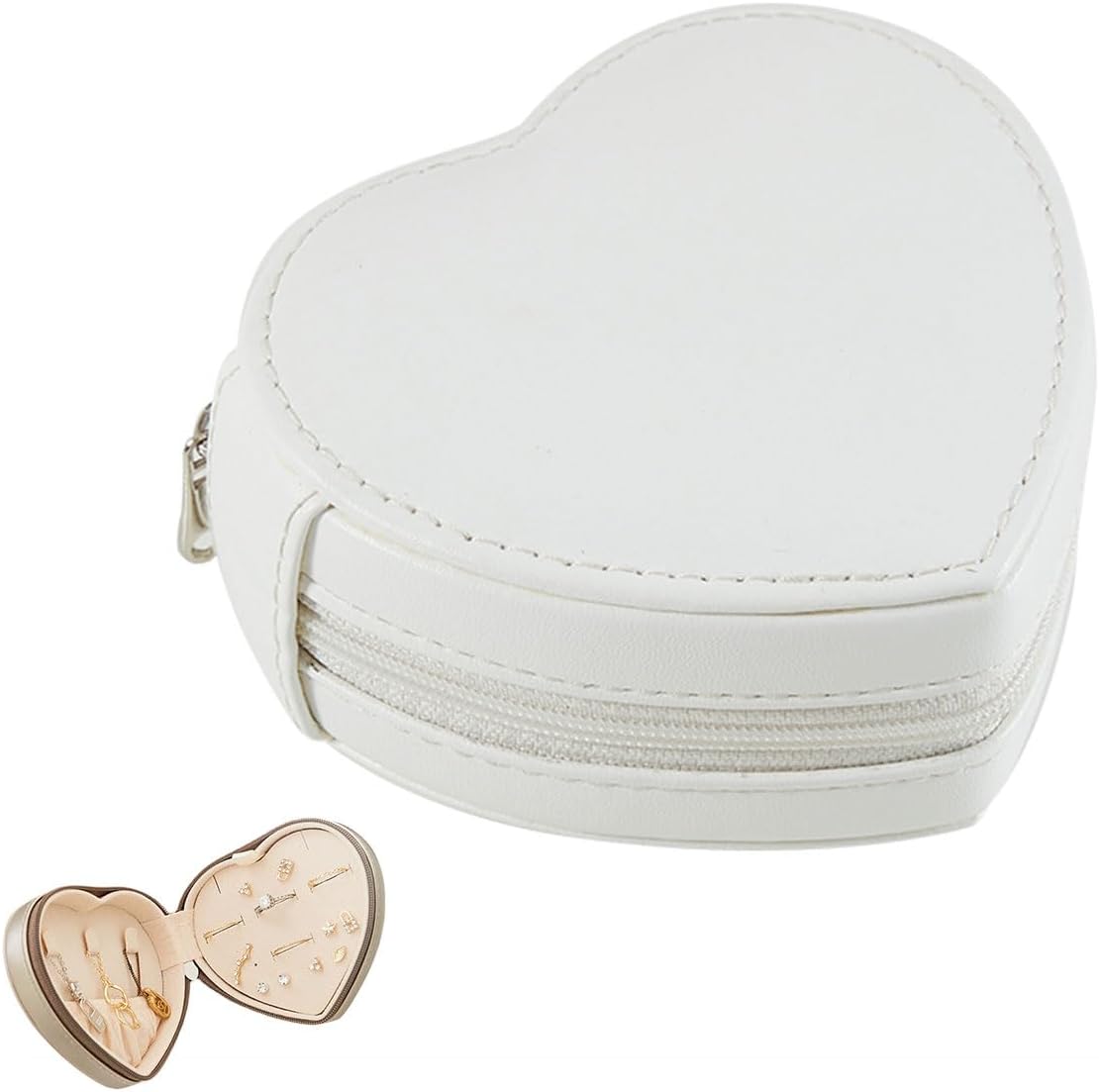 Travel Jewellery Box Small Jewelry Boxes – Heart Shape Portable Organizer PU Leather Mini Jewelry Storage Case for Rings Earrings Necklace Bracelets for Women Girls White50 Travel Jewellery Box Small Jewelry Boxes – Heart Shape Portable Organizer PU Leather Mini Jewelry Storage Case for Rings Earrings Necklace Bracelets for Women Girls White50