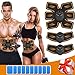 ROOTOK Ceinture Abdominale Electrostimulation,Electrostimulateur Musculaire,Sport Maison Materiel,Appareil Musculation,Musculation Femme Homme, 10 Abs Gel Tampons de Rechange