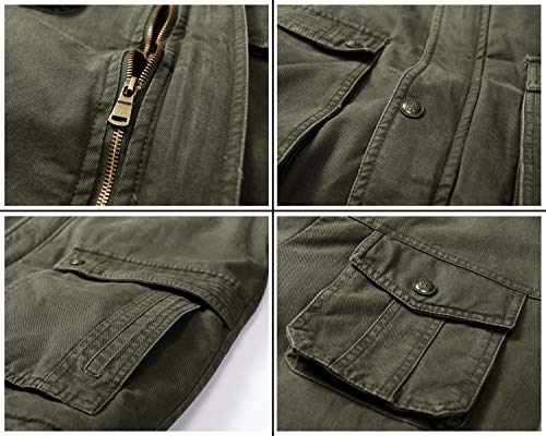 Image of Men's Winter Thicken Coat Casual Military Parka Jacket with Removable Hood
