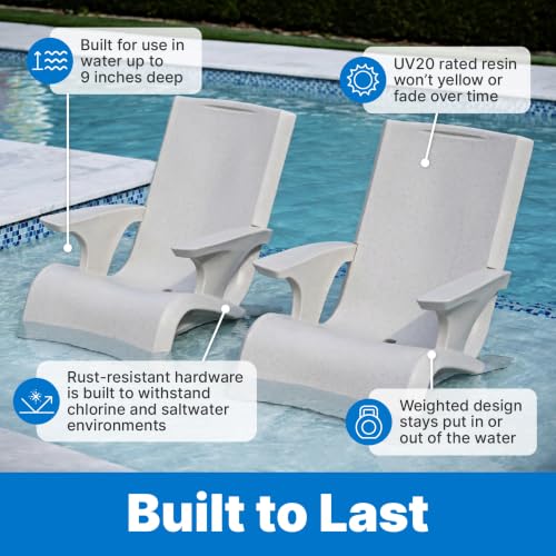 Step2 Vero Adirondack Chair, in Pool or Patio Lounge Seat for 9-inch Sun Shelves, Grey with Speck - image 4