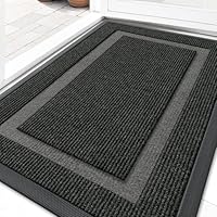 OLANLY Front Door Mat Indoor Outdoor Entrance, Waterproof All-Season, All-Weather Doormat, Sturdy Natural Rubber, Fade Resistant, Low Profile, Easy Clean Patio Porch Entryway Mat, 29.5x17, Black