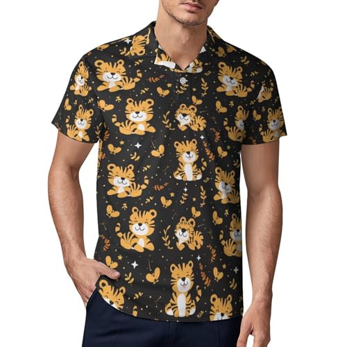 Cute Tiger Novelty Men's Short Sleeve Shirts Funny Golf Tennis Work T-Shirt Sport Tee S