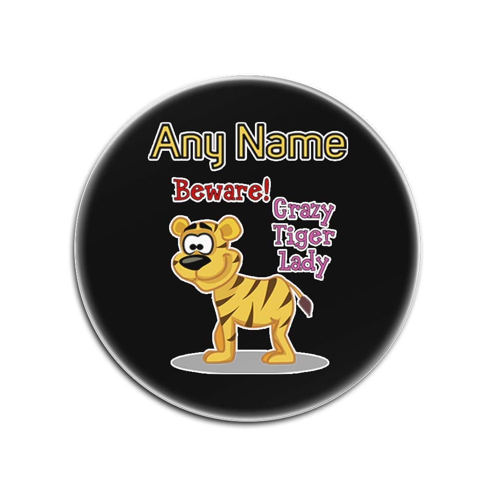 Dessous-de-verre en verre Crazy Tiger Lady rond anti-tache noir pour table