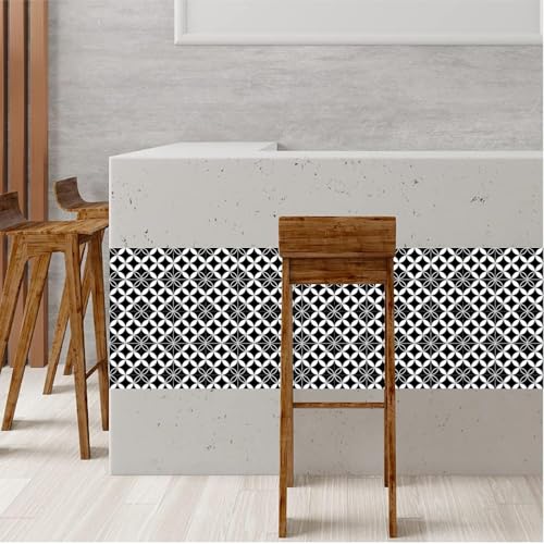 Image of Moroccan Tile Stickers | Waterproof Self Adhesive Peel & Stick Tile Decals for Kitchen Backsplash, Bathroom Wall, Floor, Furniture & Glass (8x8 Inch, Design 69)