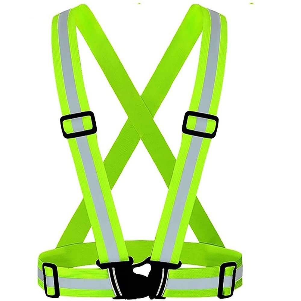 TRUEREVO Safety Reflective Vest Belt Straps High Visibility Provides Absolute Security for Night Running Cycling Construction work Or Traffic(Free Size_Green_Pack Of 1) (B0BLWG89SK) Amazon Price History, Amazon Price Tracker