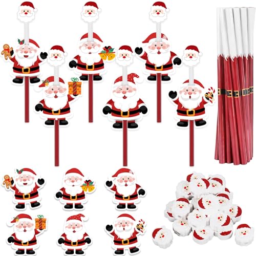 Set de 48 lápices con borradores y tarjetas navideñas