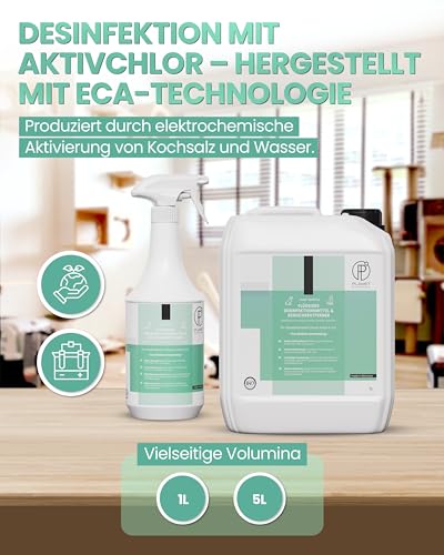 5L Haustier-Hygiene-Spray & Desinfektionsmittel für Hund, Katze & Co | Planet Sensitive® wirksam gegen Bakterien, Viren, Pilze & Sporen | Geruchsbeseitigung | Made in Germany | Kanister