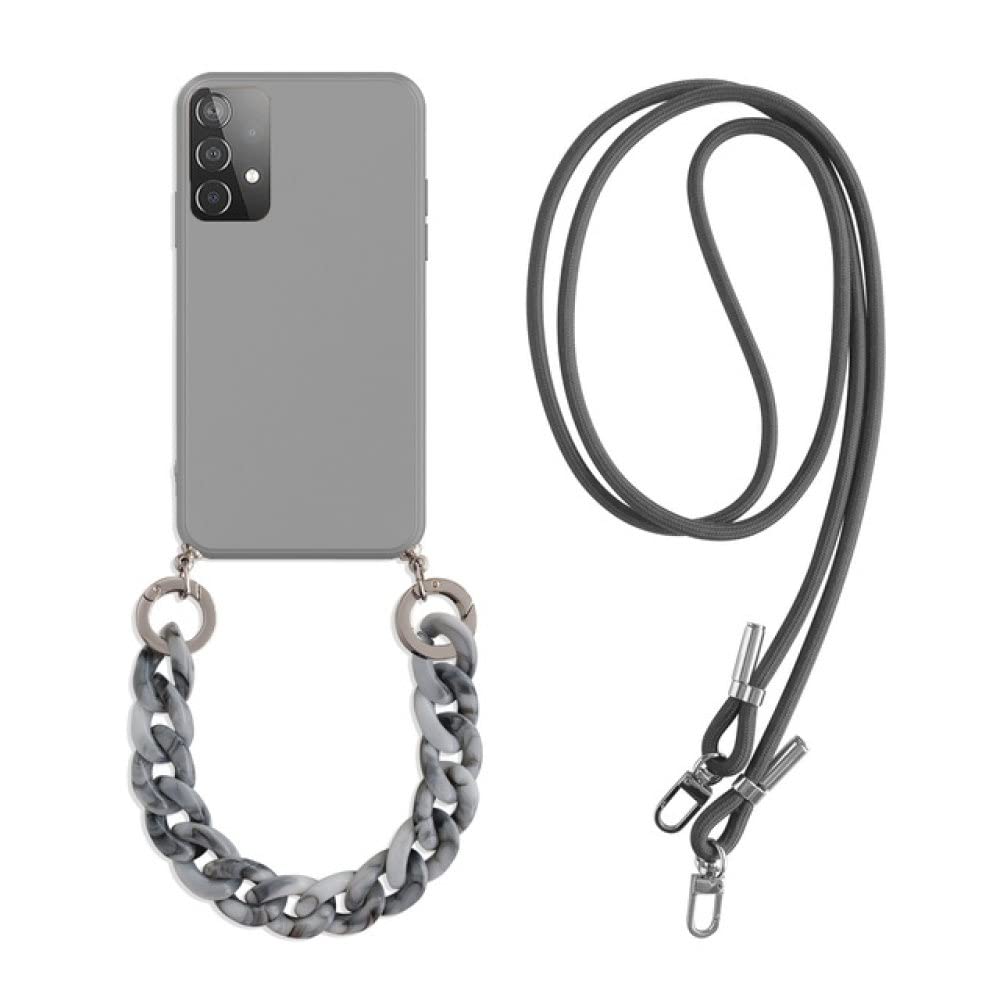 Dragonne couverture silicone Samsung A12 5G étui cordon collier gris - 4