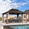  PURPLE-LEAF-13-X-15-Outdoor-Hardtop-Gazebo-Patio-Wide-Aluminum-Frame-Metal-Double-Roof-with-Heavy-Duty-Netting-and-Curtains-for-Permanent-Hard-Top-Pavilion-Screen-Khaki
