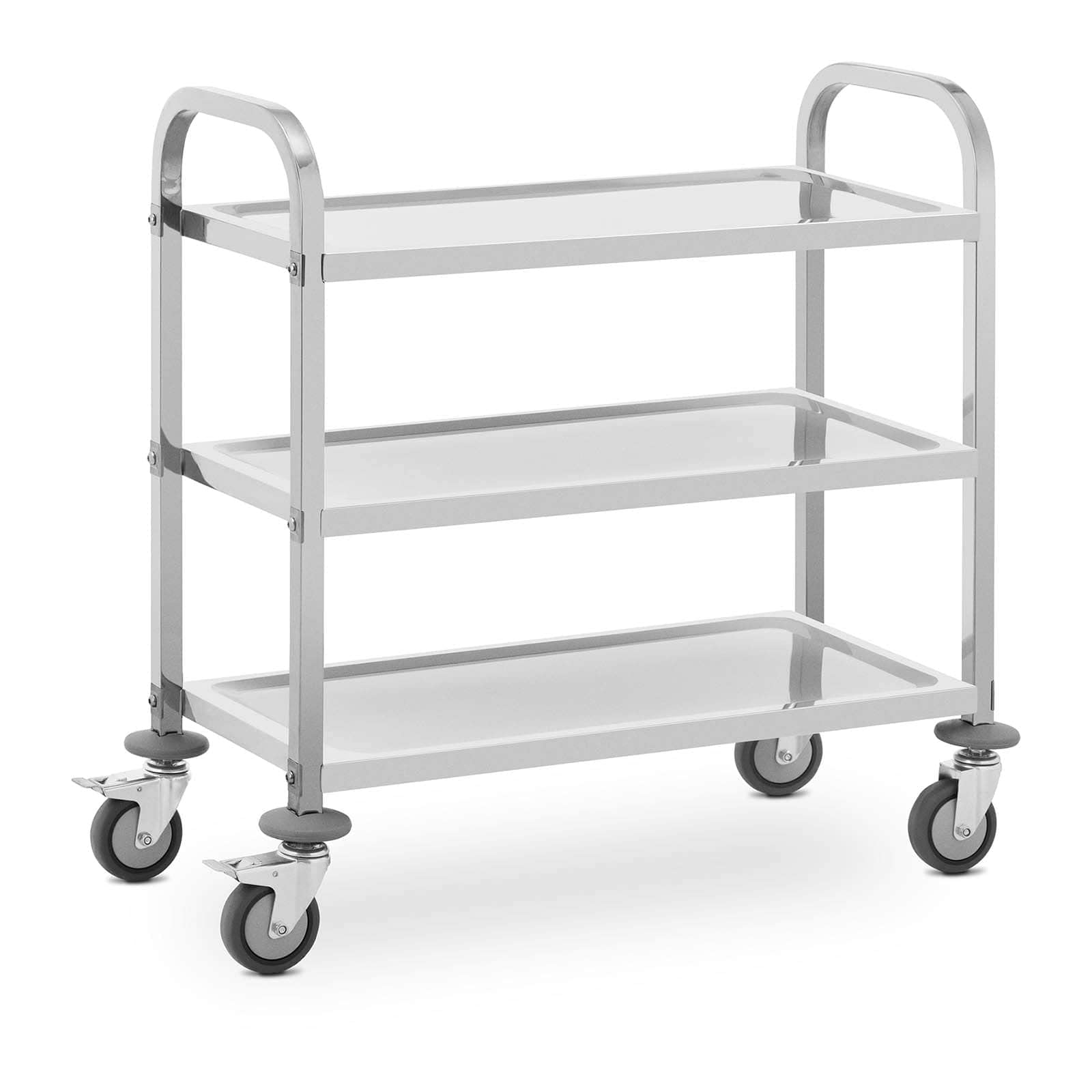 Royal Catering RCSW-110 Servierwagen 3 Borde 73 x 38 x 3 cm 81 kg Küchenwagen Edelstahl Küchenrollwagen Rollwagen Küche