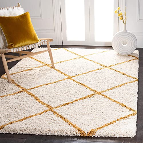 Image of Handwoven Microfibre 3D Rug for Living Room (Ivory & Gold, 12 X15 (Feet), Microfibre)