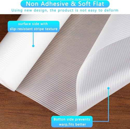 Image of Krenz Multipurpose Anti-Slip Mat, Sheet for Fridge, Kitchens, Cupboard, Drawers, Shelf Liner | Super Strong EVA, Water Resistant Washable for Kitchen Shelves (Transparent Line, 45W x 500L cm)