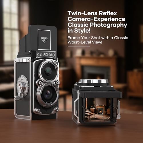 Image of Mini Vintage Digital Camera, Portable Retro Twin-Lens Reflex Style Digital Camera with 16GB Card, 12MP Photos, Autofocus, 1080P FHD Video, 1000mAh Battery and Dual Filters, Perfect for Boys & Girls