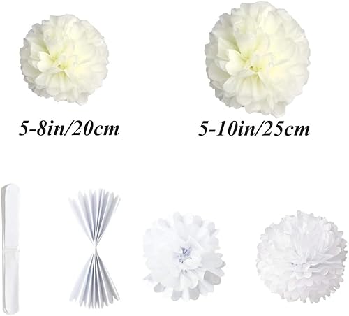 Miniatura 9 de 12 pompones de papel negro de 10 pulgadas y 12 pulgadas, flores de papel de seda para colgar, bolas de flores de papel para boda, fiesta, decoración