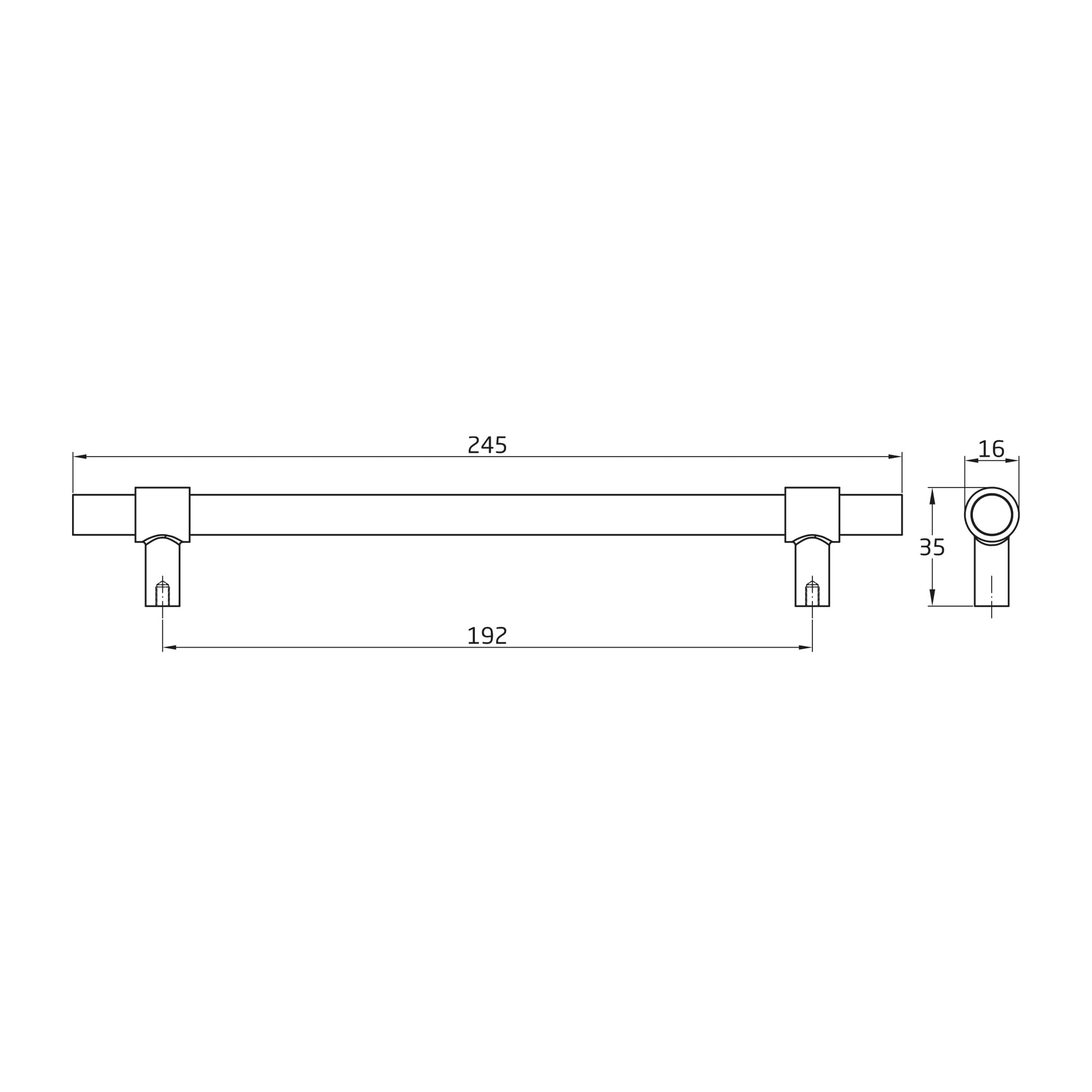 Amig - 10er-Pack Möbelgriffe - 192 mm - Matt Schwarz - Aus Edelstahl - Für Küchen- und Badezimmermöbel - Mod. 836