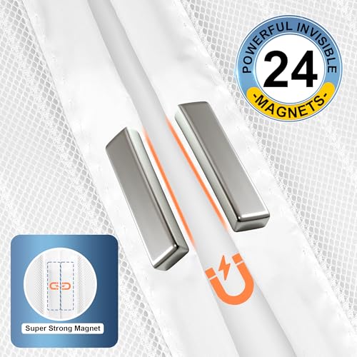 Image of METAONLY Magnetic Screen Door Mesh, Works for Patio, Sliding Door, Keeps Bug Mosquito Out, Fresh Air Flow, Fits 36 inch x 82 inch Door - Curtain Size 38 inch x 83 inch, White