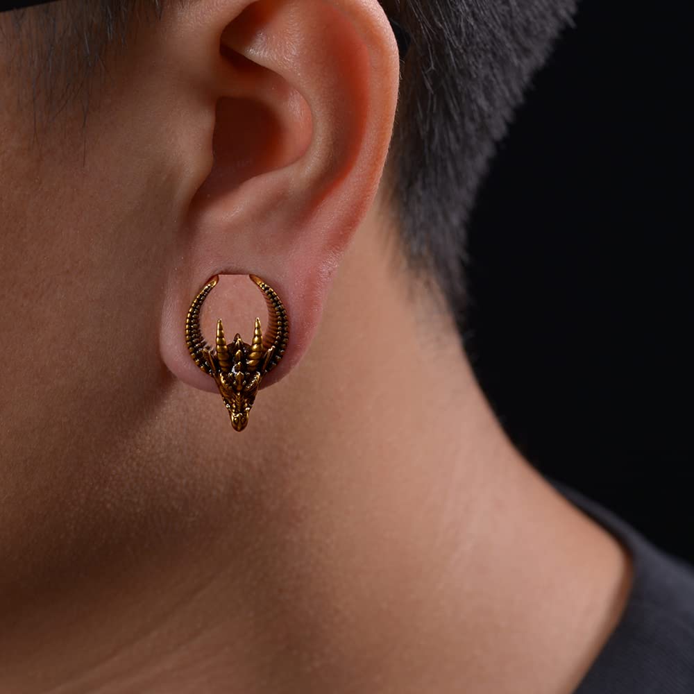 ERKUOO 2 szt. otwór siodło tunel do uszu czaszka rogi zatyczka do uszu mierniki do uszu piercing ekspander szpilki rozciągacze moda piercing ciała biżuteria kolczyki prezent 8 mm-25 mm