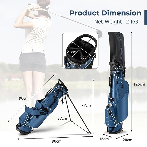COSTWAY Golf Stand Bag, Lightweight Golf Cart Bags with 4 Way Dividers, Adjustable Dual Straps and 4 Pockets, Easy Carry (Navy) - Image 6