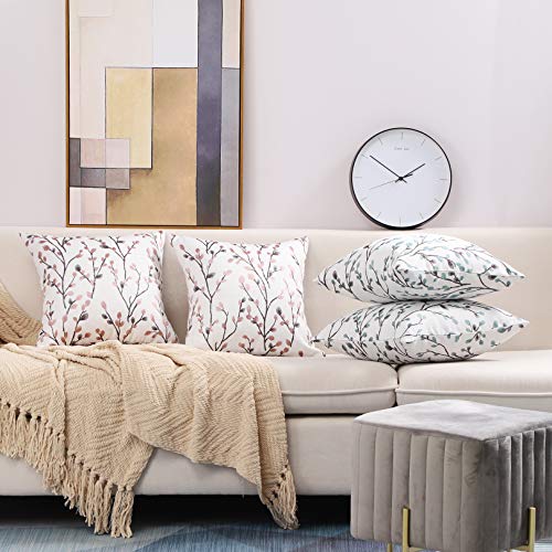 Basic Model Set Of 2 Jacquard Throw Pillow Covers Leaf Decorative Pillowcase Square Cushion Cover For Couch Sofa, 18X18 Inch (Blue, 18"X18") #TOP4