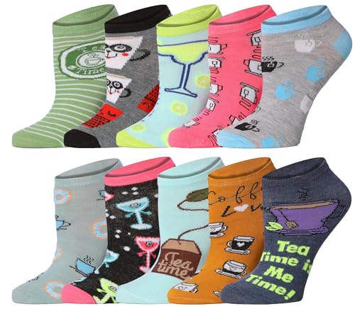 Image of Tipi Toe Women's 10 Pairs Lightweight Colorful Socks - Fun Low Cut Patterns for All-Day Comfort and Easy Everyday Style