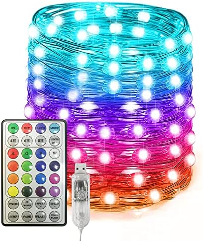 EAMBRITE 100LT Color Changing Fairy Light 33FT USB RGB String Lights with Remote Control Multiple Modes and Timer for Bedroom Decoration