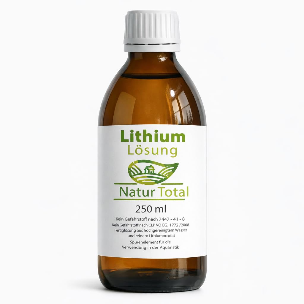Natur Total Lithium-Lösung für Aquaristik, 0,5mg/ml, Lithiumorotat, >99,9% Reinheit, Frei von Schwermetallen, Made in Germany, 250ml