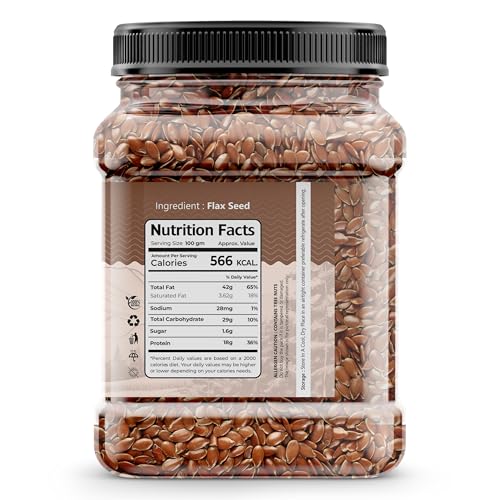 Image of Earthy Eats Flax Seeds 1000g - Alsi Seeds | Flax Seeds for Hair Growth | Raw Seeds for Eating | Source of Iron & Dietary Fibre | Rich in Protein (Pack of 1)