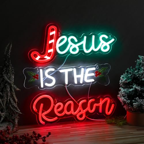 Huquary Jesus Is the Reason Neon Sign Christmas LED Sign