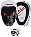 AQF Pattes d'ours Boxe Coussinets et Mitaines de Frappes en Cuir Rex, Boxe Gant de Boxe, Cible Kick Boxing Pads, Mitaines Entraînement de MMA, Muay Thai, Combat & Taekwondo (Blanc & Noir)