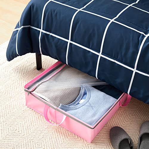 Amazon Basics Fabric Underbed Storage Bag Organizer With Handles - Pink, Pack Of 2 #TOP5